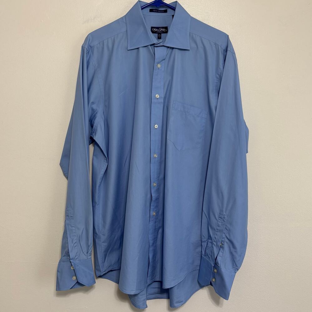 Sean John Blue 100% Cotton Two Ply Dress Shirt L 16.5 36/37